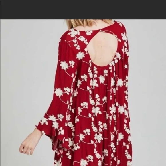 Sz M Altar'd State Blue Lexia Floral Embroidered Flowy Tunic Dress - Picture 7 of 16